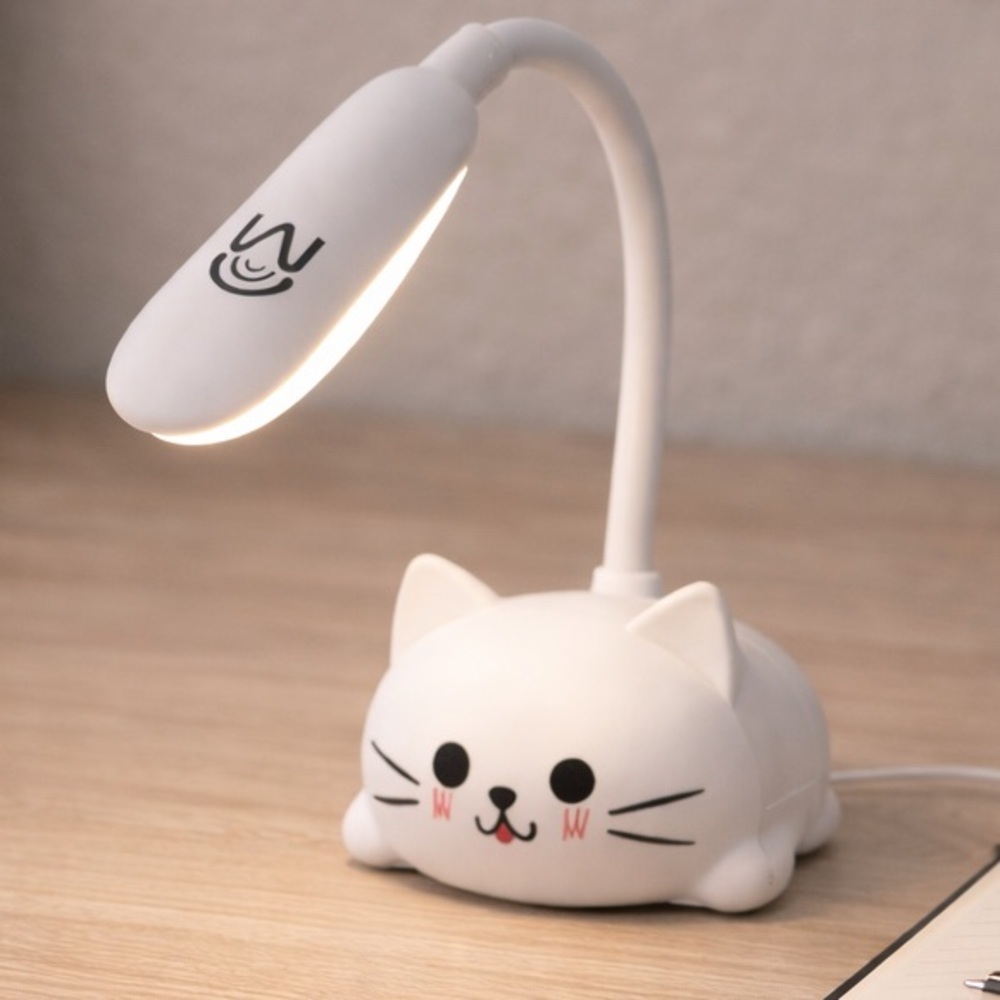 New Portable Cat Desk Lamp | White Adjustable Animal LED Light